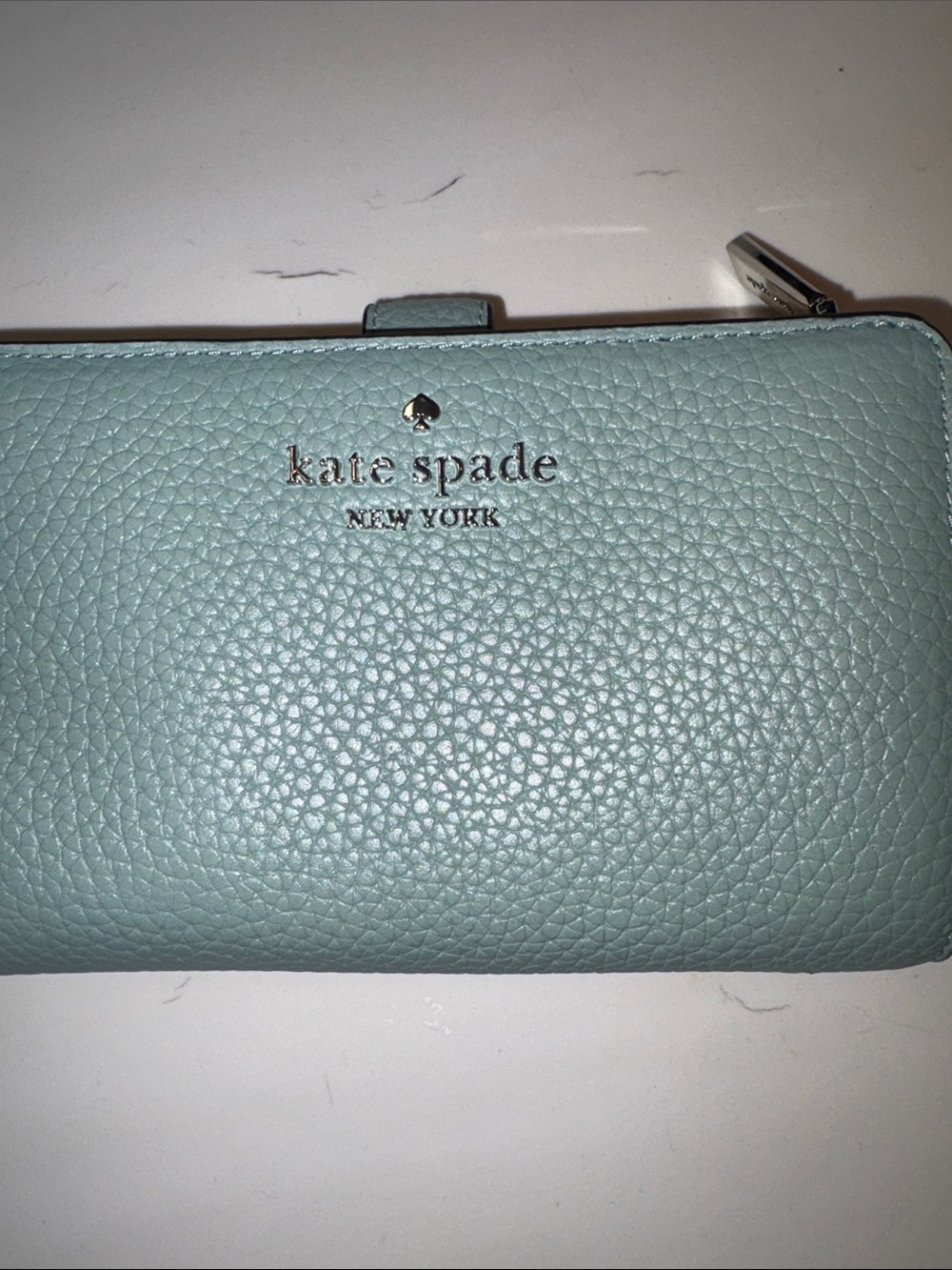 kate spade Pebbled Leather Wallet in Sage - Picture 3 of 10